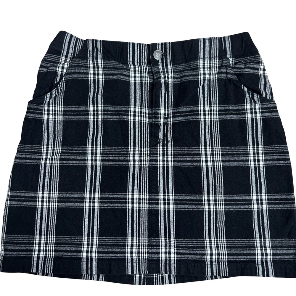 Y2K Hollister Plaid Mini Skirt Womens teens M black White High-Rise bottom